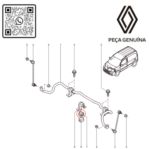 RN 37404R BUCHA CENTRAL DA BARRA ESTABILIZADORA DIANTEIRA KANGOO ELETRICA 546137404R -5-